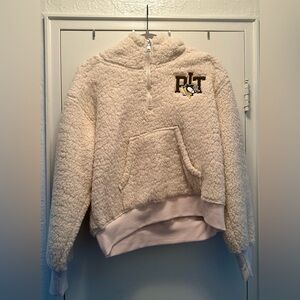 Pittsburgh Penguins Cream Sherpa Quarter-Zip Hoodie Size L